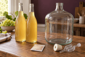 Wein aus Traubensaft selber machen: Hefe und Zucker richtig wählen [Bildinhalt mit KI erstellt]