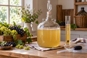 Wein selber machen für Anfänger: vom Saft zum ersten Wein [Bildinhalt mit KI erstellt]